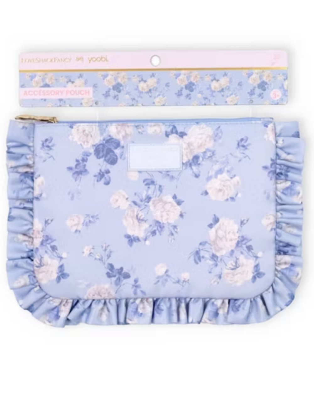 NWT LoveShackFancy x Target - Pastel Blue Rosettes Bow Zip Pouch / Clutch